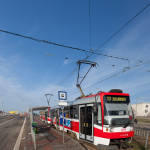 Tramvaj č. 13 na konečné v Králově Poli
